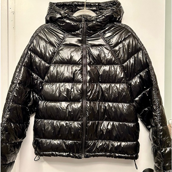 NWT Zara Black Cropped Puffer Bomber Jacket Shiny Versatile - Picture 6 of 15